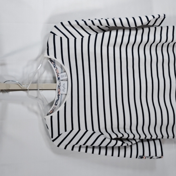 12500 Heyton navy & peach stripe french terry tunic blouse M - Picture 2 of 10